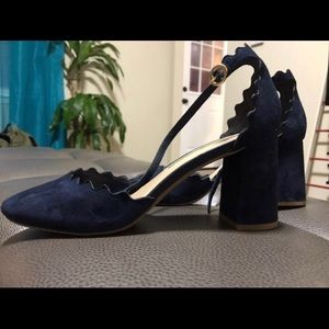 Audrey Brooke Navy Suede Heels